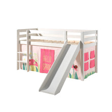 Afbeelding in Gallery-weergave laden, Vipack Halfhoogslaper Pino wit met glijbaan en lente speelgordijn