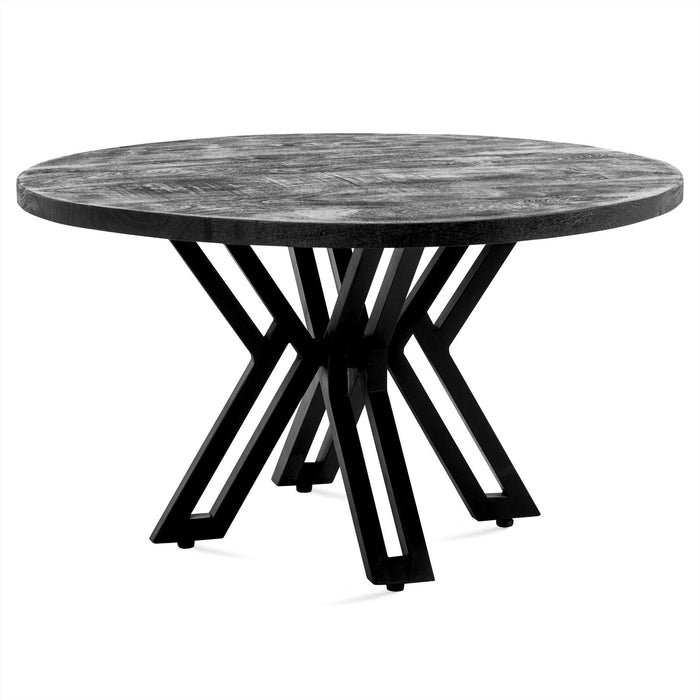 Yana ronde salontafel zwart mangohout & zwart metaal