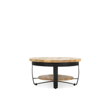 Afbeelding in Gallery-weergave laden, Stijlvolle salontafel met onderplank van mangohout met ronde vorm