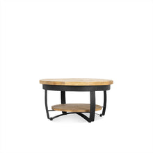 Afbeelding in Gallery-weergave laden, Stijlvolle salontafel met onderplank van mangohout met ronde vorm