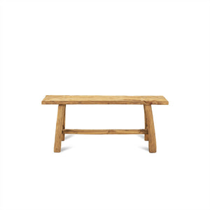 Teak houten bankje vooraanzicht