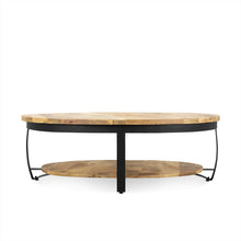 Afbeelding in Gallery-weergave laden, Stijlvolle salontafel met onderplank van mangohout met ovale vorm