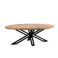Afbeelding in Gallery-weergave laden, Yana ellips vormige salontafel mangohout &amp; zwart metaal