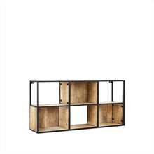 Afbeelding in Gallery-weergave laden, Rechthoekig wandrek van mangohout en zwart metaal 40cm groot