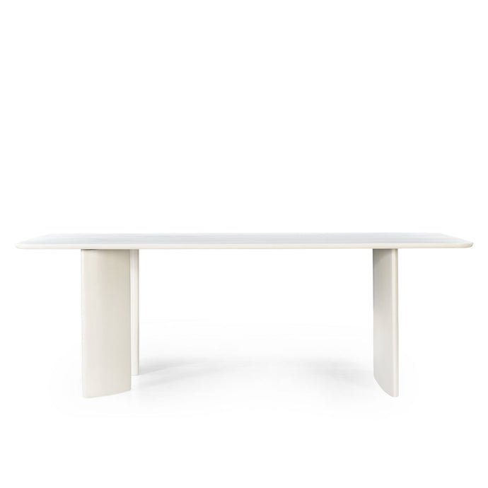 Eettafel mango hout off white met verstelbare pootpositie 220cm