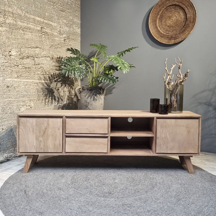 TV meubel 180cm mango hout vooraanzicht