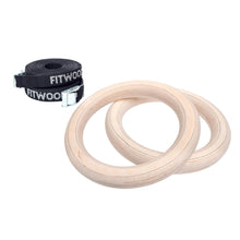 Afbeelding in Gallery-weergave laden, FitWood ULPU mini gym rings in berk hout met zwarte strap