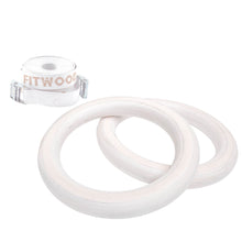 Afbeelding in Gallery-weergave laden, FitWood ULPU mini gym rings in glazier wit hout met witte strap