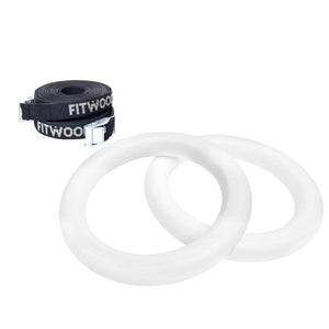 FitWood ULPU mini gym rings in wit hout met zwarte strap