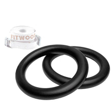 Afbeelding in Gallery-weergave laden, FitWood ULPU mini gym rings in zwart hout met witte strap