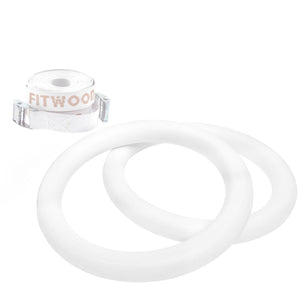 FitWood ULPU gym rings in wit hout met witte strap