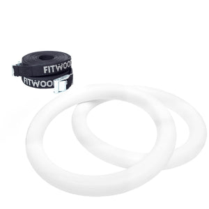 FitWood ULPU gym rings in wit hout met zwarte strap
