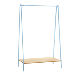 Kinder kledingrek uit berken multiplex en aluminium in kleur blauw