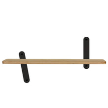 Afbeelding in Gallery-weergave laden, Houten wandplank 60cm voor kinderkamer met aluminium wandbeugels in kleur zwart