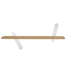 Afbeelding in Gallery-weergave laden, Houten wandplank 60cm voor kinderkamer met aluminium wandbeugels in kleur wit