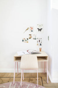Kinderbureau berken multiplex kleur roze