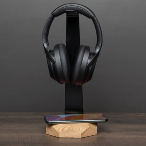 Oakywood draadloze QI smartphone oplader en koptelefoonhouder