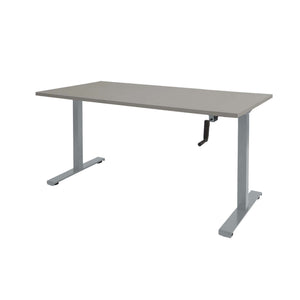 Schaffenburg Dextro Slinger Zit-Sta bureautafel 140x80 aluminium poten grijs werkblad