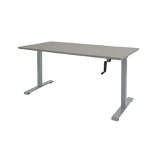 Afbeelding in Gallery-weergave laden, Schaffenburg Dextro Slinger Zit-Sta bureautafel 160x80 aluminium poten grijs werkblad