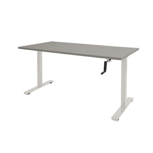 Schaffenburg Dextro Slinger Zit-Sta bureautafel 140x80 witte poten grijs werkblad