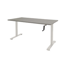 Afbeelding in Gallery-weergave laden, Schaffenburg Dextro Slinger Zit-Sta bureautafel 160x80 witte poten grijs werkblad