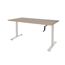 Afbeelding in Gallery-weergave laden, Schaffenburg Dextro Slinger Zit-Sta bureautafel 140x80 witte poten havana werkblad