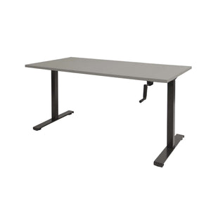 Schaffenburg Dextro Slinger Zit-Sta bureautafel 140x80 zwarte poten grijs werkblad
