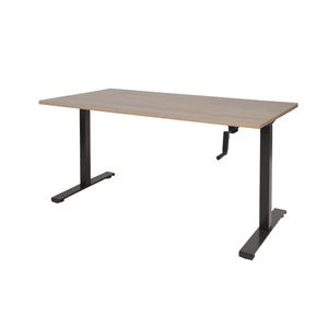 Schaffenburg Dextro Slinger Zit-Sta bureautafel 140x80 zwarte poten havana werkblad