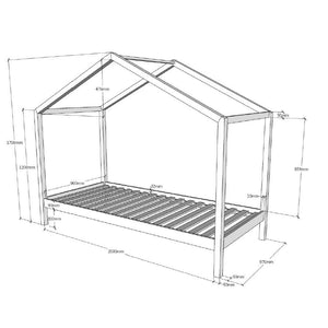 Dallas Huisbed type2 naturel met bedlade en speelgordijn