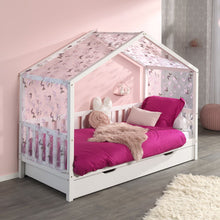 Afbeelding in Gallery-weergave laden, Vipack Dallas Huisbed type3 wit met bedlade en speelgordijn