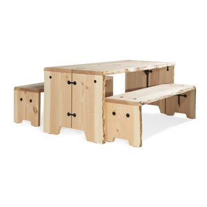 Forestry Tafel stoere houten tuintafel met 2 banken