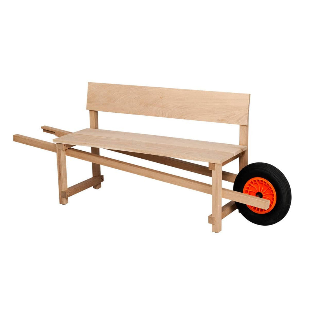 Mobiele Wheelbench tuinbank in duurzaam eikenhout